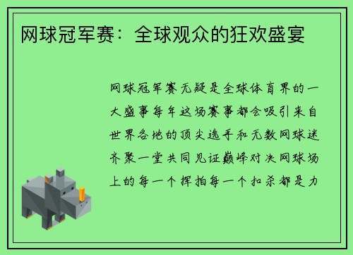 网球冠军赛：全球观众的狂欢盛宴